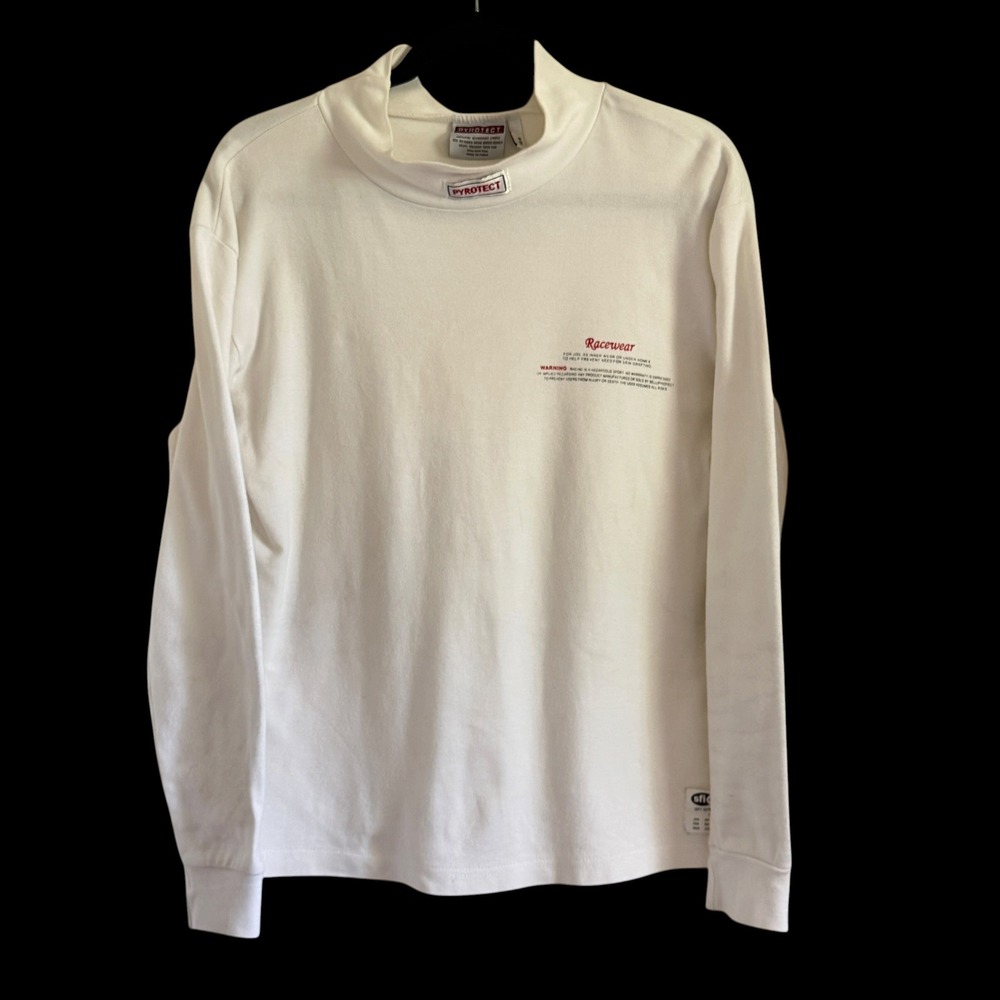 Pyrotect Racewear Men M White Fire Retardant Mock Neck Racing Top SFI 3.3 Nomex